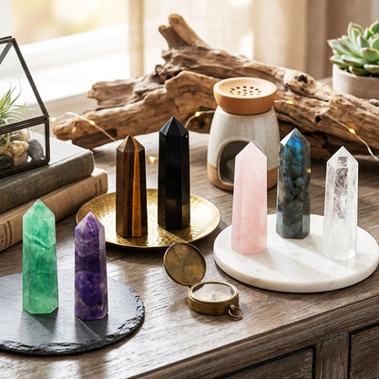 Natural Stone and Crystals Point Wand Witchcraft Rose Quartz Amethyst Home Decor Mineral Reiki Healing Stones Crafts Room Decor