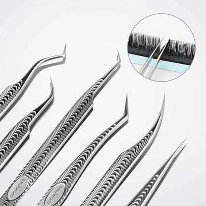 SAKURAHANA Anti-Static Eyelash Tweezers Professional High Precision Volume Extension Stainless Steel Anti-slip Makeup Tool