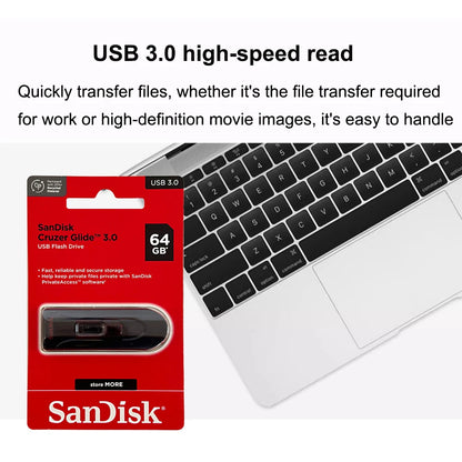 SanDisk Cruzer Glide 3.0 USB Flash Drive Pen 16GB 32GB Memory Stick 64GB 128GB 256GB retractable USB connector for Computer