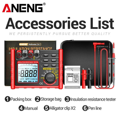 ANENG MH15 Digital Megohmmeter 1000V High Voltage Insulation Test 2000MΩ High Resistance Measurement Electrical Testing Artifact