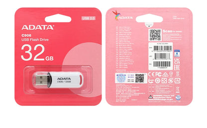 ADATA USB 2.0 Flash Disk C906 Memory Stick 8GB 16GB 32GB 64GB USB Flash Drive White Black Mini Portable Pen Drive For Computer