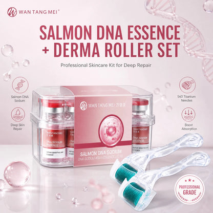WANTANGMEI Sanwen Salmon DNA Sodium Serum with 0.25mm Micro-Needle Roller for Sensitive Skin: Hydrating and Anti-Aging Serum