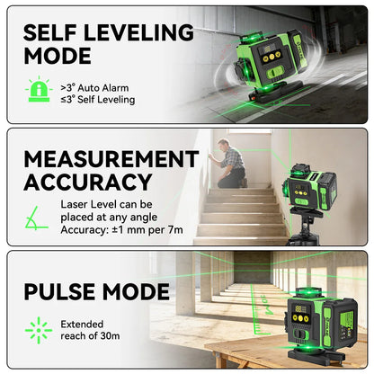 HGLINE 16 Lines Laser Level APP Remote Control Horizontal Vertical Levels Machine Power Display Laser Leveling With 100cm Tripod