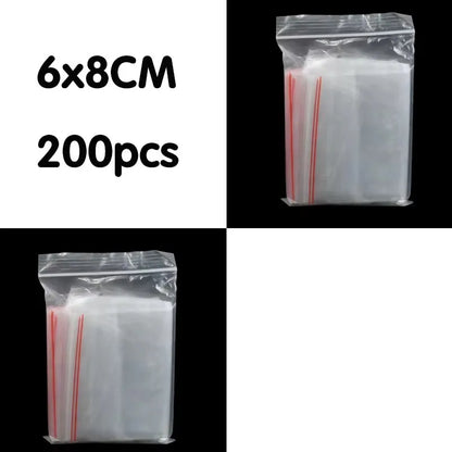 100/200/300pcs Small Zip Lock Plastic Bag Reclosable Transparent Bag Shoe Bag Vacuum Bag Poly Clear Bags Thickness 0.05mm