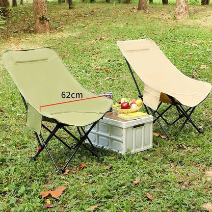 Portable Folding Moon Chair 3 Level Adjustable Recliner Camping Picnic Beach Office Nap Lounger Lightweight Foldable Chair