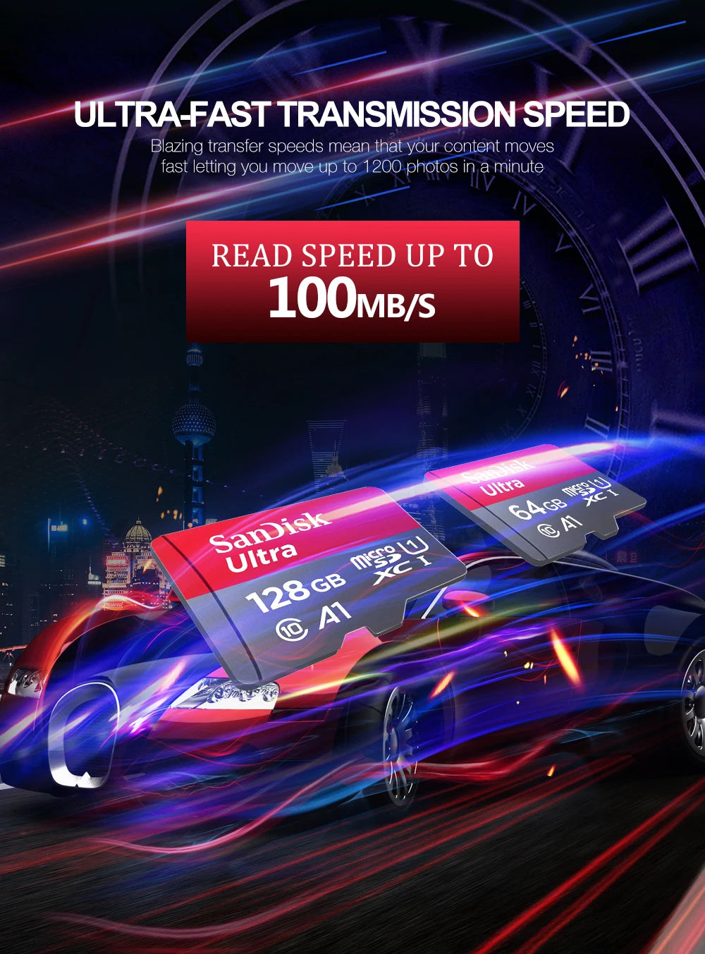 SanDisk 100% Original Memory Card 128GB 64GB 32GB A1 Micro SD Card Class 10 UHS-1 TF Flash Card for Samrtphone/PC