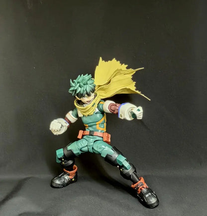 My Hero Academia SHF Anime NEW Handmade Midoriya Izuku Yellow cloak clothes Built In Iron Wire Is Suitable for 1/12 Toys
