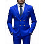 Custom Made Royal Blue Groom Tuxedo Lapel Double Breasted Men Suit Prom Wedding Party Men Suits Costume ( Jacket+Pants)