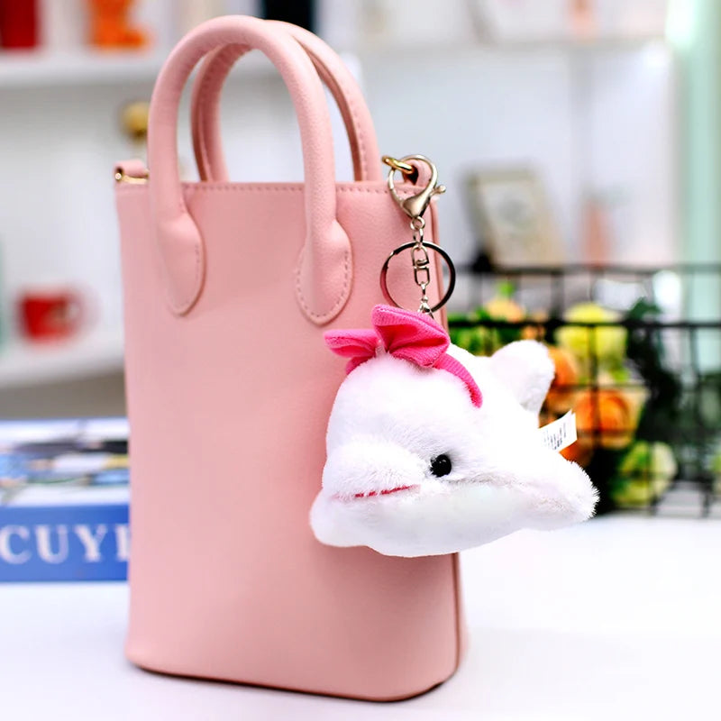Seal Shark Whale Beluga Keychain Pendant Doll Mini Marine Animal Plush Keyring  Backpack Pendant Decor Kawaii Pendant Doll
