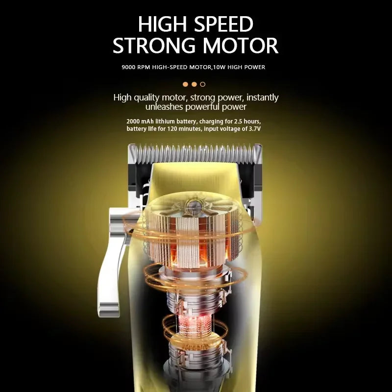 Kemei KM-1698 Men's Hair Clipper 9000RPM 10W High Power Full Metal DLC Blade LED Display Professional Hair Cutting Hair Trimmer
