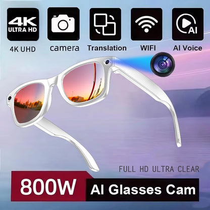 New Leisure Camera Smart Glasses 800W 32GB Memory AI Translation Voice Assistant Video Recording Men Anti Blue Light Sunglasses