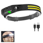 COB LED Headlamp Induction Head Lamp Built-in Battery USB Rechargeable Head Flashlight Outdoor Camping Fishing Sensor Headlight