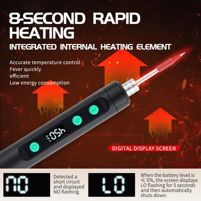 New Cordless USB Soldering Iron 1100mAh Rechargeable Digital Display Adjustable Temperature Portable Welding Iron Kit with 3 Tip
