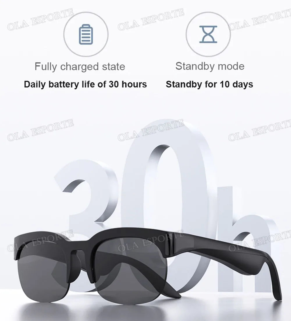 New Camera Control Smart Glasses Music Sunglasses Headphones Wireless Bluetooth Call Headset HIFI Audio glasses For Android HT30