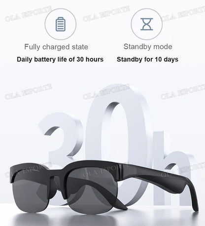 New Camera Control Smart Glasses Music Sunglasses Headphones Wireless Bluetooth Call Headset HIFI Audio glasses For Android HT30