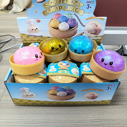 Giant Dumpling Squishies Bun Toy, Slow Rising Glitter Dumpling Stress Ball, Stress Relief Fidget Toy for Home Office toys
