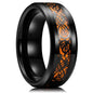 30 Colors Fashion 8MM Men Stainless Steel Celtic Dragon Rings Inlay Carbon Fiber Rings For Men Women Wedding Party Jewelry Gifts