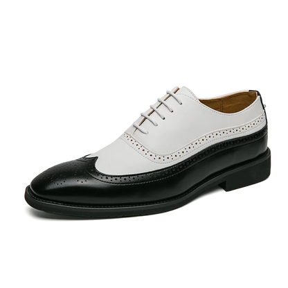Men Wingtip Detail Dress Shoes, Business Two Tone Oxford Shoes For Wedding party