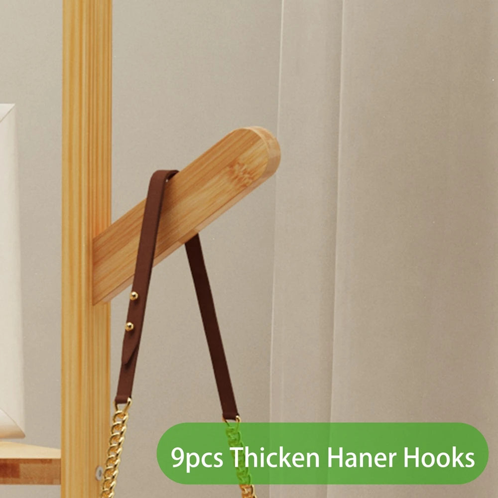 Bamboo Corner Tree Coat Rack Stand with Hooks And Shelves Clothes Hanger for Entryway Bedroom Organization