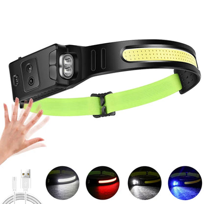 1500LM High Power LED Headlamp COB Head Flashlight With 7500Mah Built-in Battery USB Rechargeable Fishing Camping Lantern Torch