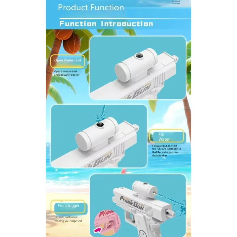 Funny Double-Sided Reverse Water Gun - Summer Prank Toy,Mini Tactical Water Sprayer for Kids & Adults, Pool Beach Water Fight