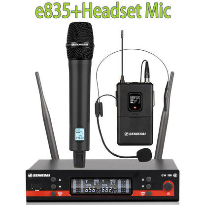 SENNESAI Ew100g3 Professional Dual Wireless Microphone Stage Performance 2 Channels 600-699MHz UHF Karaoke Metal Handheld
