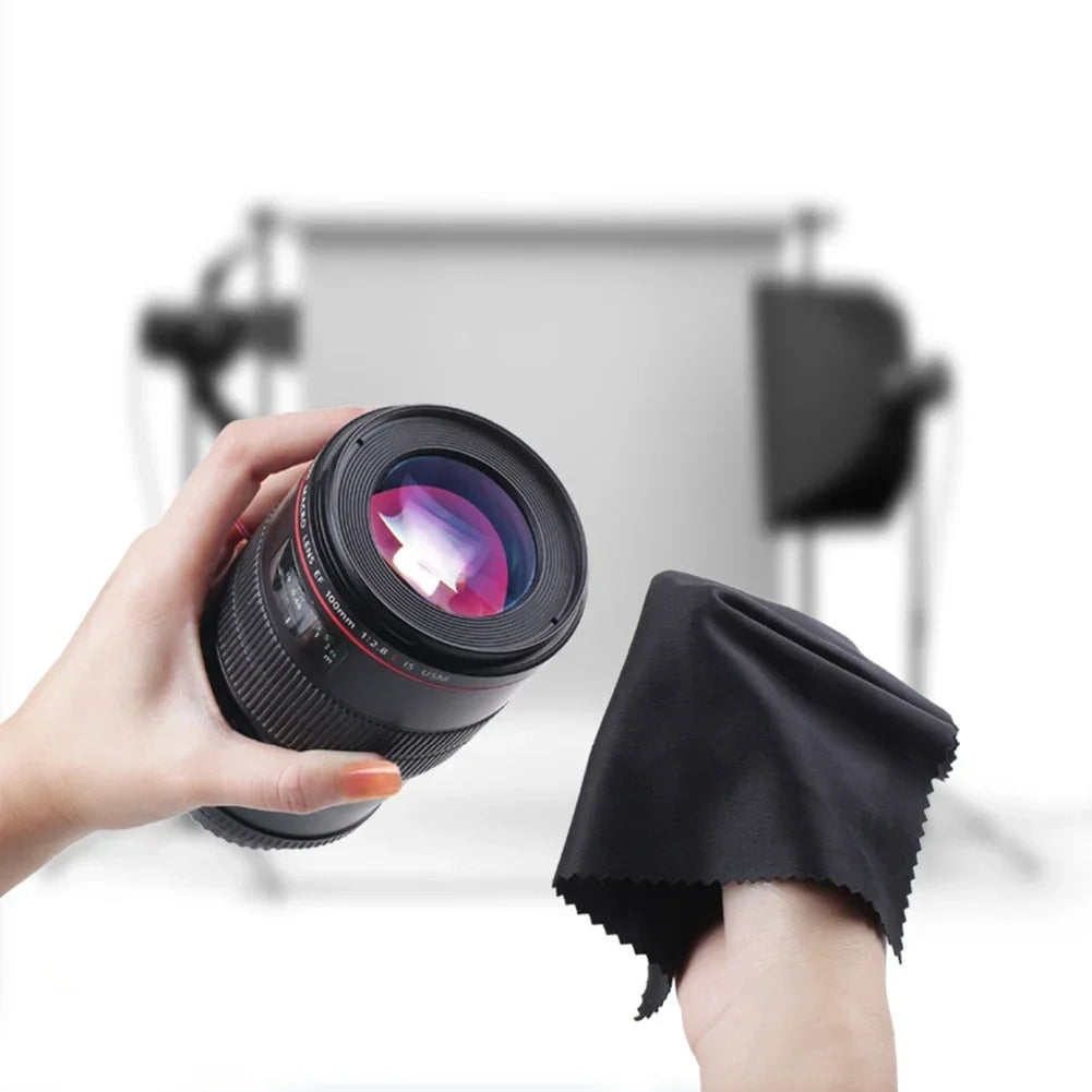 Black/Gray Microfiber Cleaning Cloth 15x15cm for Sunglasses Eyeglasses Lens Accessories Soft Dust-Free Glasses Care
