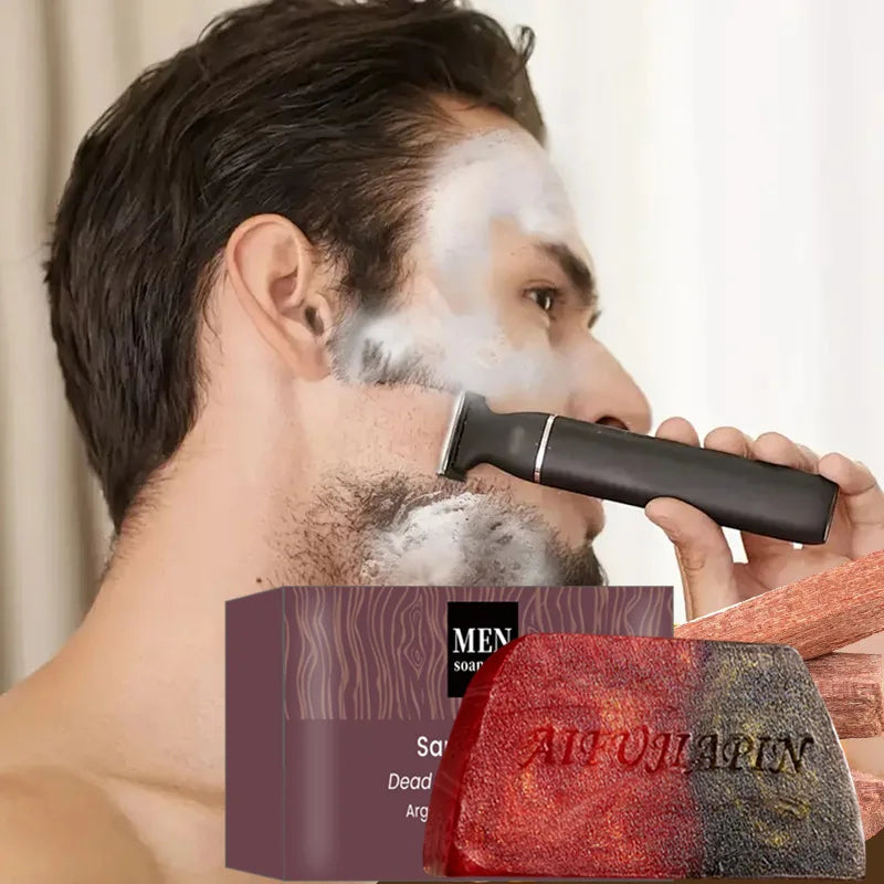 1/2/4/6pcs Handmade Whitening Sandalwood Men'S Soap, Deeply Cleanses The Body, Moisturizes The Face, And Is Gentle And Shiny