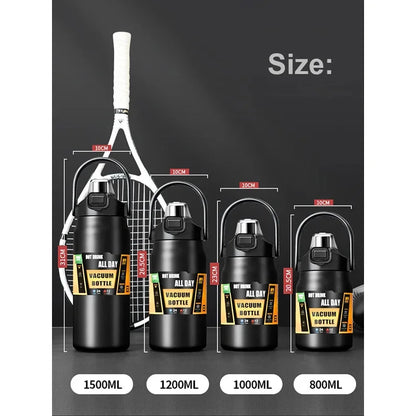 304 Stainless Steel Vacuum Thermos, Portable Outdoor Sports Water Bottle with Straw Cold Hot