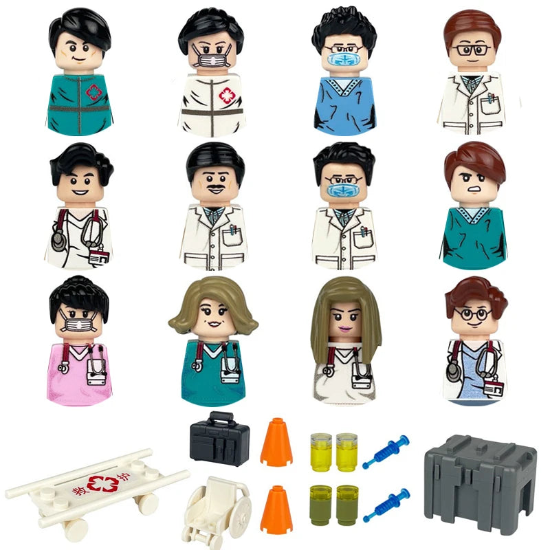 City Career 3D Building Block Dolls Toys Cartoon Character Models Mini Action Figures Educational Toys Children's Gifts