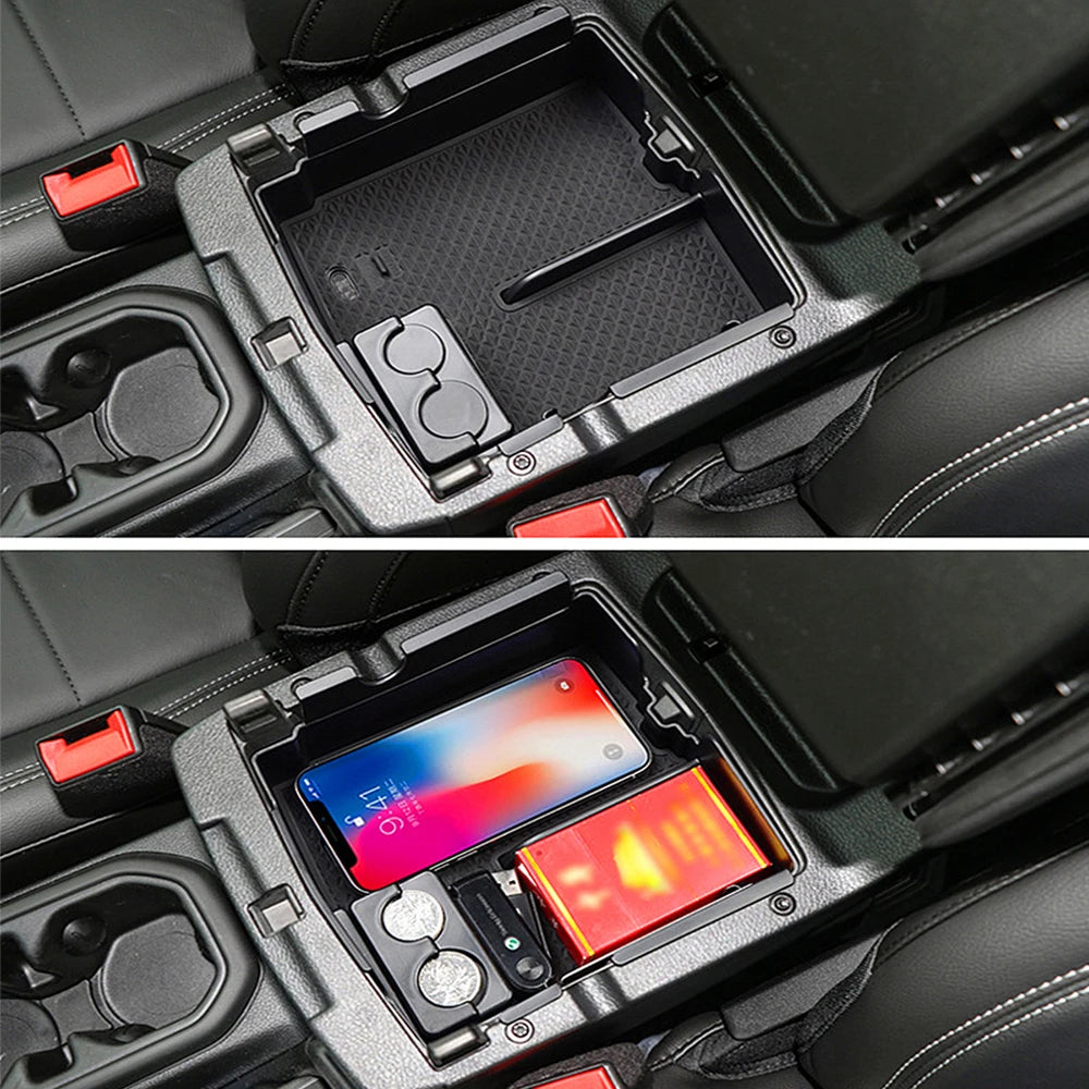 Car Central Console Armrest Storage Box Organizer Tray Stowing Tidying for Jeep Wrangler JL JT 2018-2023 Interior Accessories