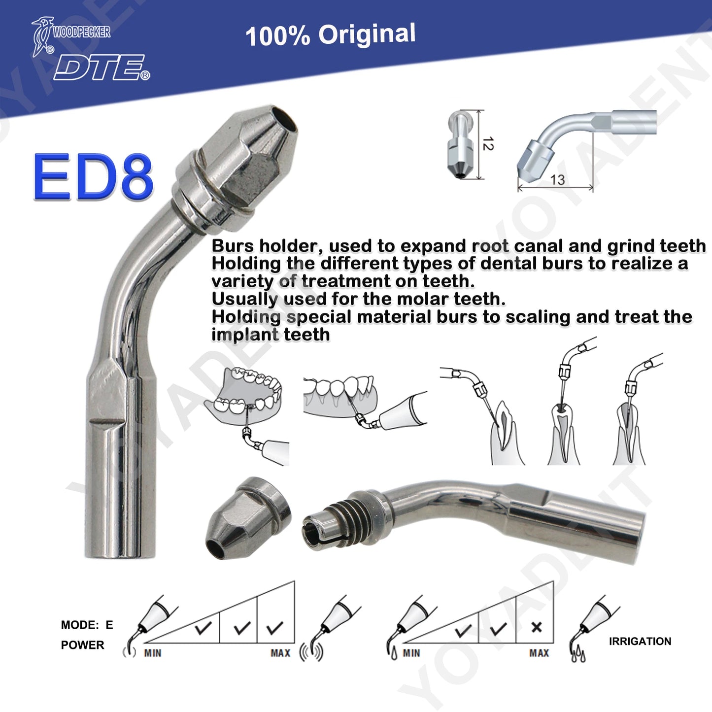 Woodpecker DTE Dental Endo Tips Ultrasonic Scaler Tips Scaling Tips ED-Series Fit NSK SATELEC Scaler Handpiece Dentistry Product