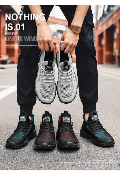 YRZL Running Shoes Men Comfortable Lightweight Grey Walking Sneakers Breathable Air Mesh Non Slip Casual Tennis Shoes for Men