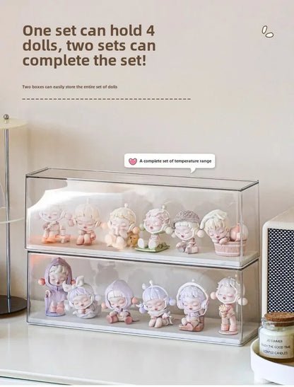 Acrylic Action Figure Display Case Transparent Doll Storage Box Toy Organizer Rack for Collectible Showcase Cabinet