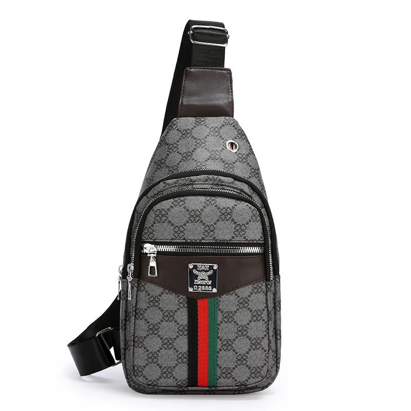 2025Men's Casual Messenger Bag Multi-Pocket Crossbody Shoulder Bag Lightweight Chest Bag with Port & Earphone Hole