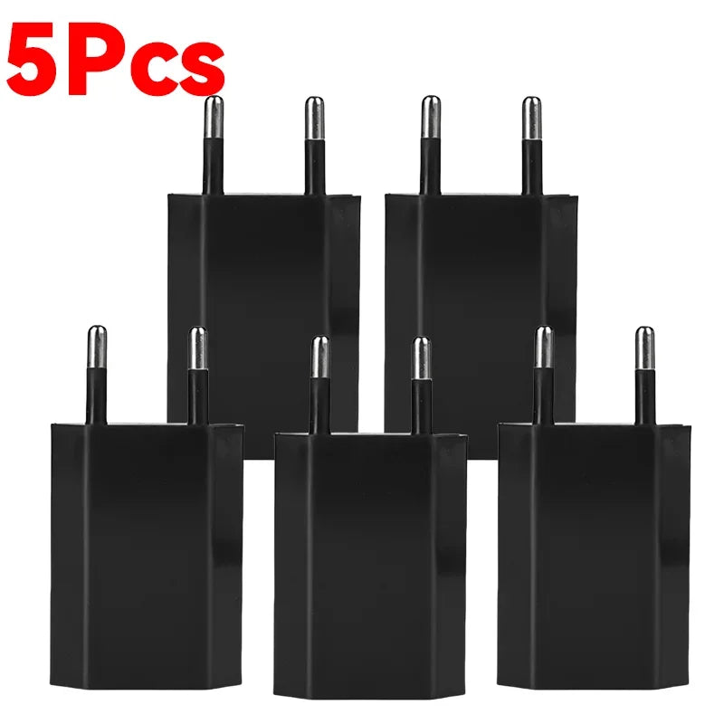 1-5Pcs Universal 5V 1A EU Plug USB Home Travel Mobile Phone Charger For Samsung Xiaomi Redmi  Huawei Charger Power Wall Adapter