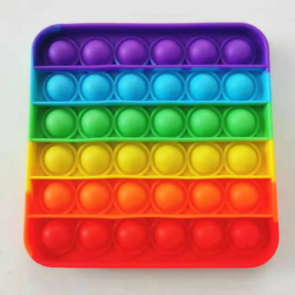 Silicone Rainbow Push Pop Toy, Round Sensory Fidget Bubble Toy, Anxiety Relief Desktop Game for Children
