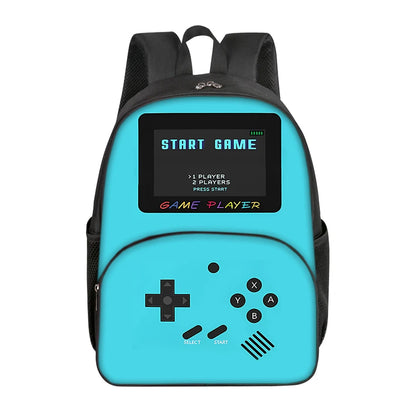 Casual Commute Games Console Circular Front Pocket Backpack For Boys/Girls Best Gifts 2D Flat Cartoon School Bag For Children