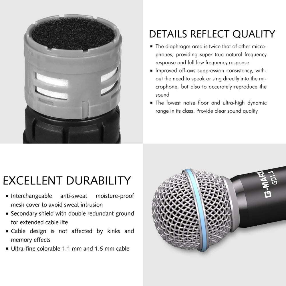 Microphone Wireless G-MARK GD1.4 Professional UHF System Handheld Mic For Stage Speech Wedding Show Band Home Party Church