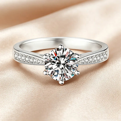 D VVS1 Moissanite 925 Sterling Silver Couple Ring for Women Man Wedding Jewelry Engagement Imitation Diamond Fashion Gifts Party