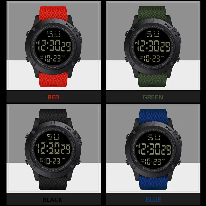 Men Sport Watch Multifunction Military Sports Watch Waterproof Luminous LED Digital Kids Watch Big Dial Student Electronic Watch