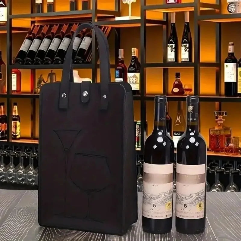 New Felt Red Wine Bag Gift Double Wine Gift Storage Bag Handheld Drink Bag