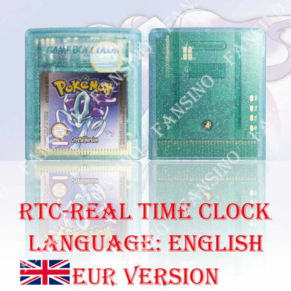 GB/GBC Real Time Clock Pokemon Crystal/Gold/Silver Version Video Game Cartridge with Battery USA/NOE/FRA/ESP/ITA Version