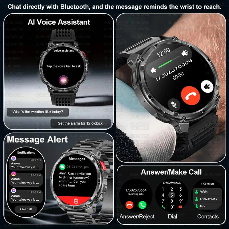 2026 New T-REX3 1100mAh Battery SmartWatch 10ATM Waterproof Compass Altitude HD Bluetooth call Sports Flashlight Smart Watch Men