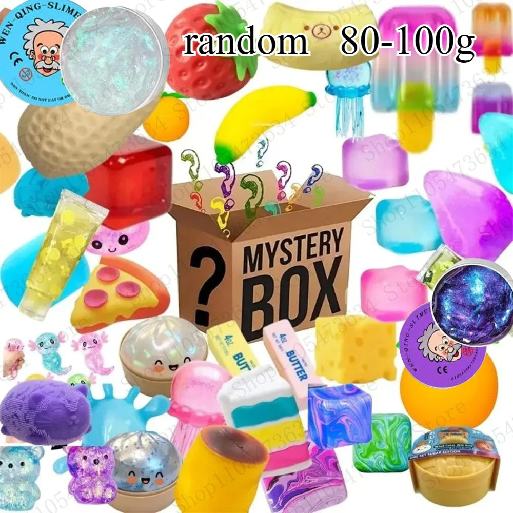&100+Pcs Surprise Box Toys Novelty Stress Relief Assorted Squishy Figures Blind Box Fun Mystery Fidget  Stress Relief Surprise