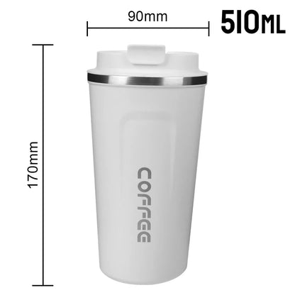 Thermo Cafe Coffee Mug Car Thermos, 380/510ml Leak-Proof Travel Cup for Tea Water Coffee, Double Stainless Steel