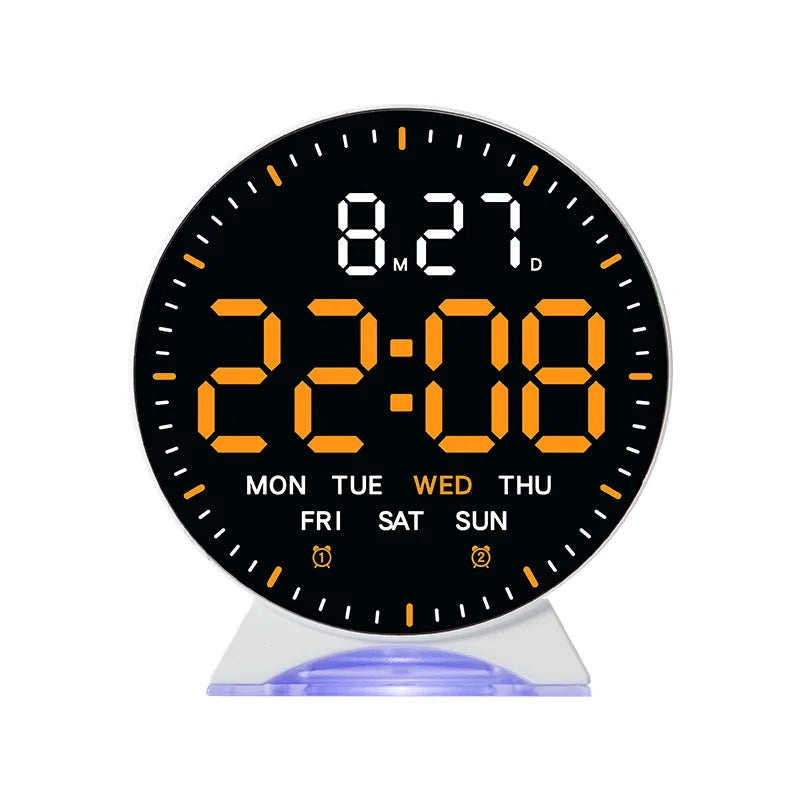 Digital Alarm Clock Week Date Second Hand Display Mood Light Dual Alarm Auto Dimmable Snooze Table Clock 12/24H DST LED Clock
