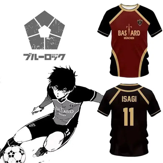 Blue Lock Jersey Futsal Pattern Vl Replika Anime Bastard Munich Summer Men'S And Women'S 3Dt Shirt Casual Sports T Shirt Top