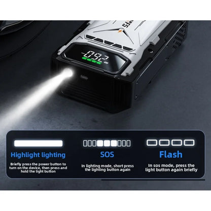 Multifunctional 2-in-1 Car Jump Starter with Air Compressor Portable Battery Booster Pack Lithium Battery Emergency Power Kit