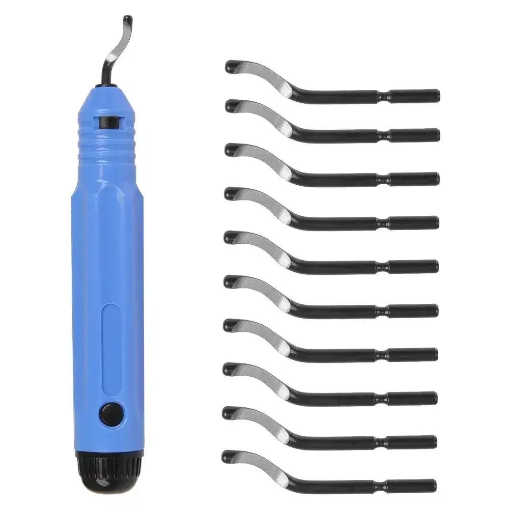 Metal Deburring Tool Kit Burr Remover Hand Tool Anti-Slip Handle with 10pcs Sharp Deburring Blades for Copper Wood Plastic
